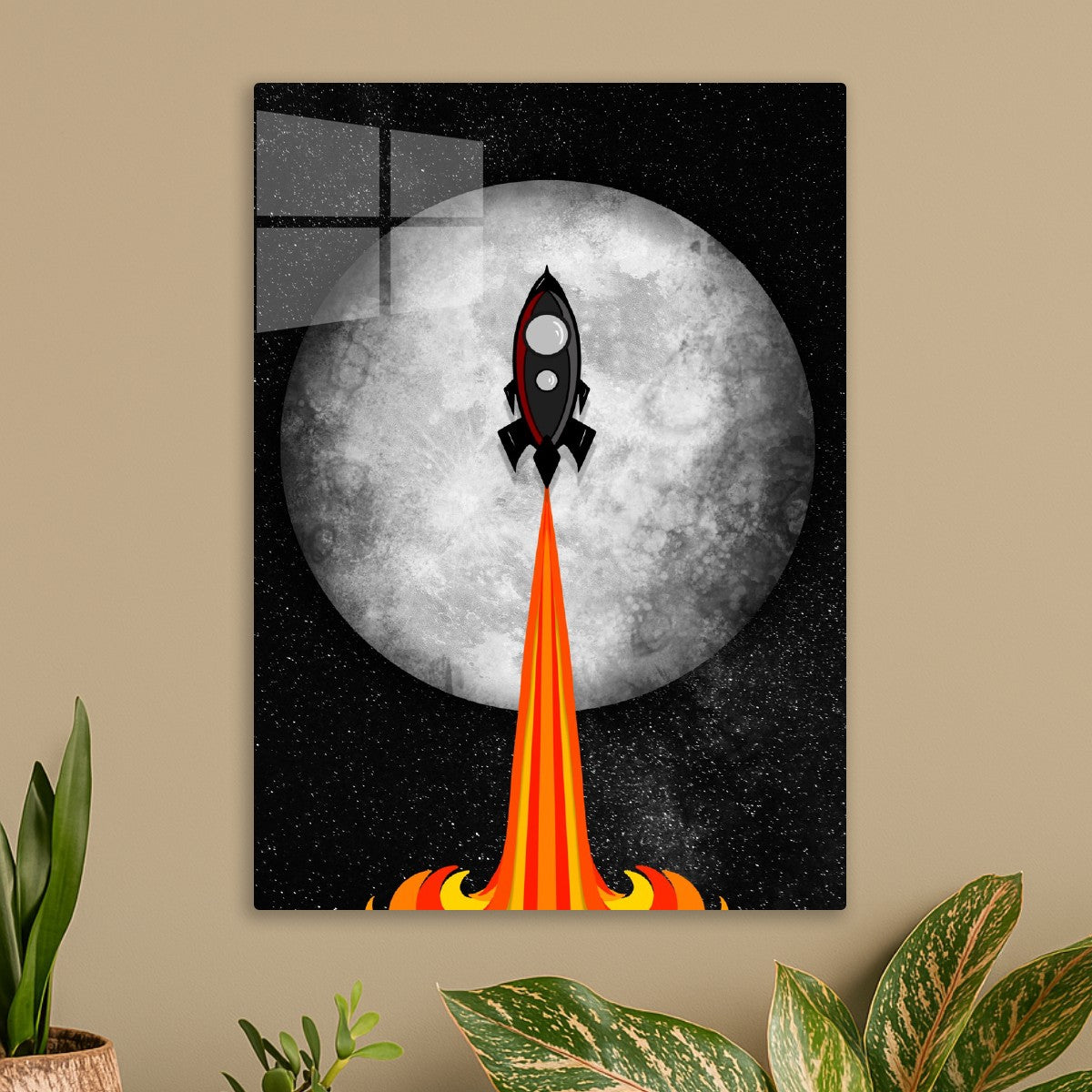 Rocket flying to the moon