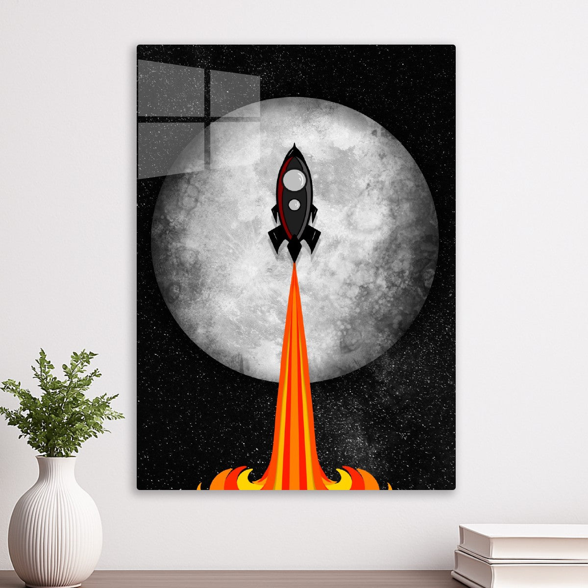 Rocket flying to the moon