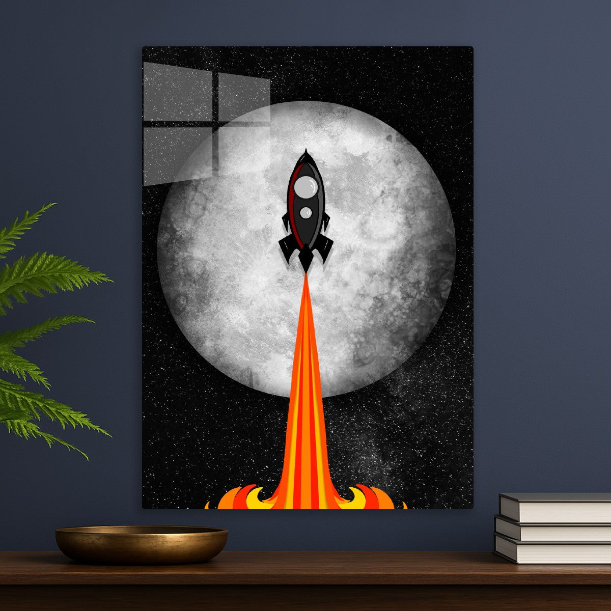Rocket flying to the moon