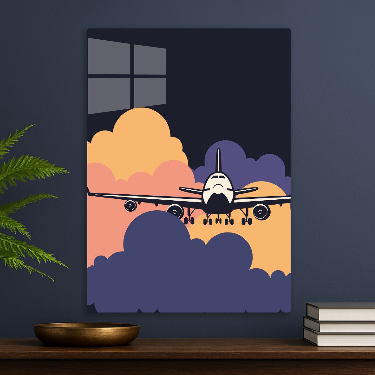 Aircraft and colorful clouds