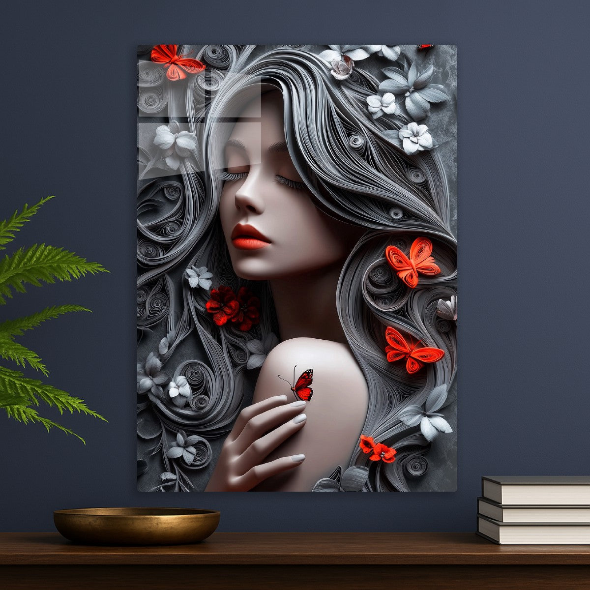 Fantasy Girl and red butterflies