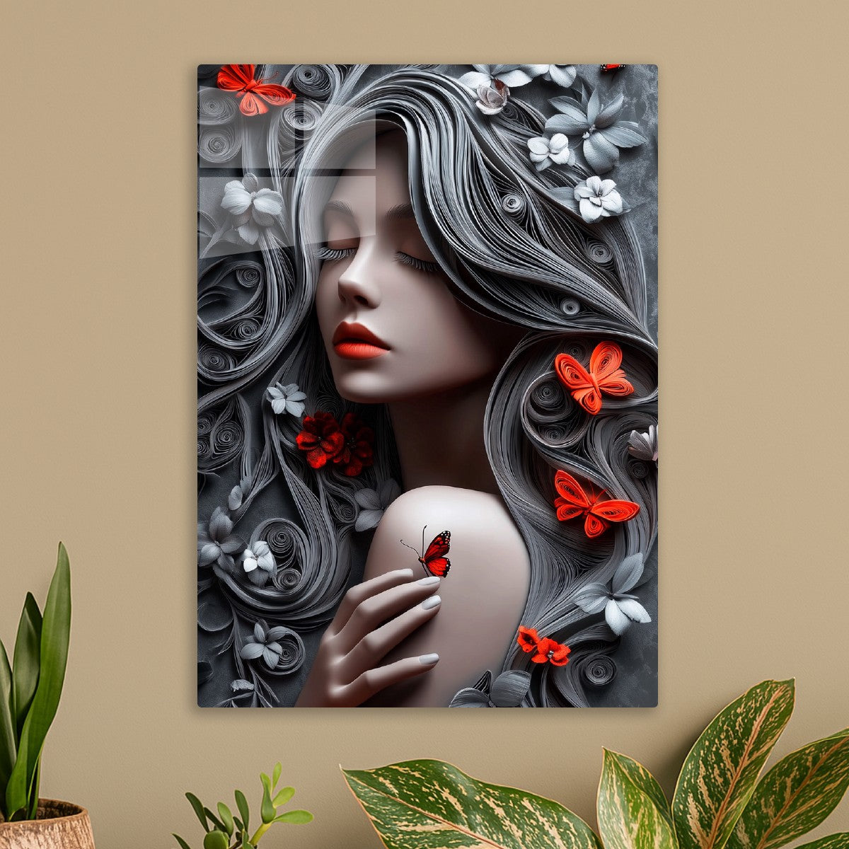 Fantasy Girl and red butterflies