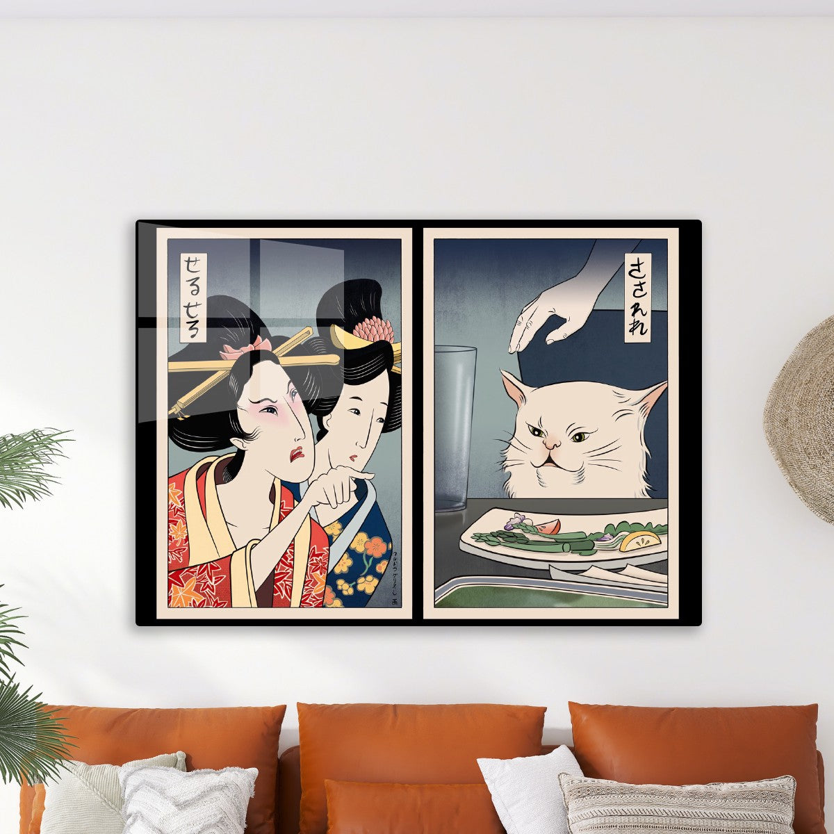 Japanese woman yelling at white cat
