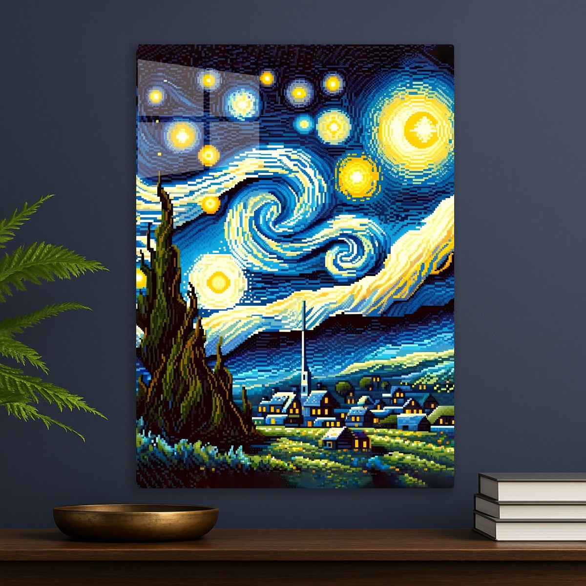 starry night 8bit pixel cute poster
