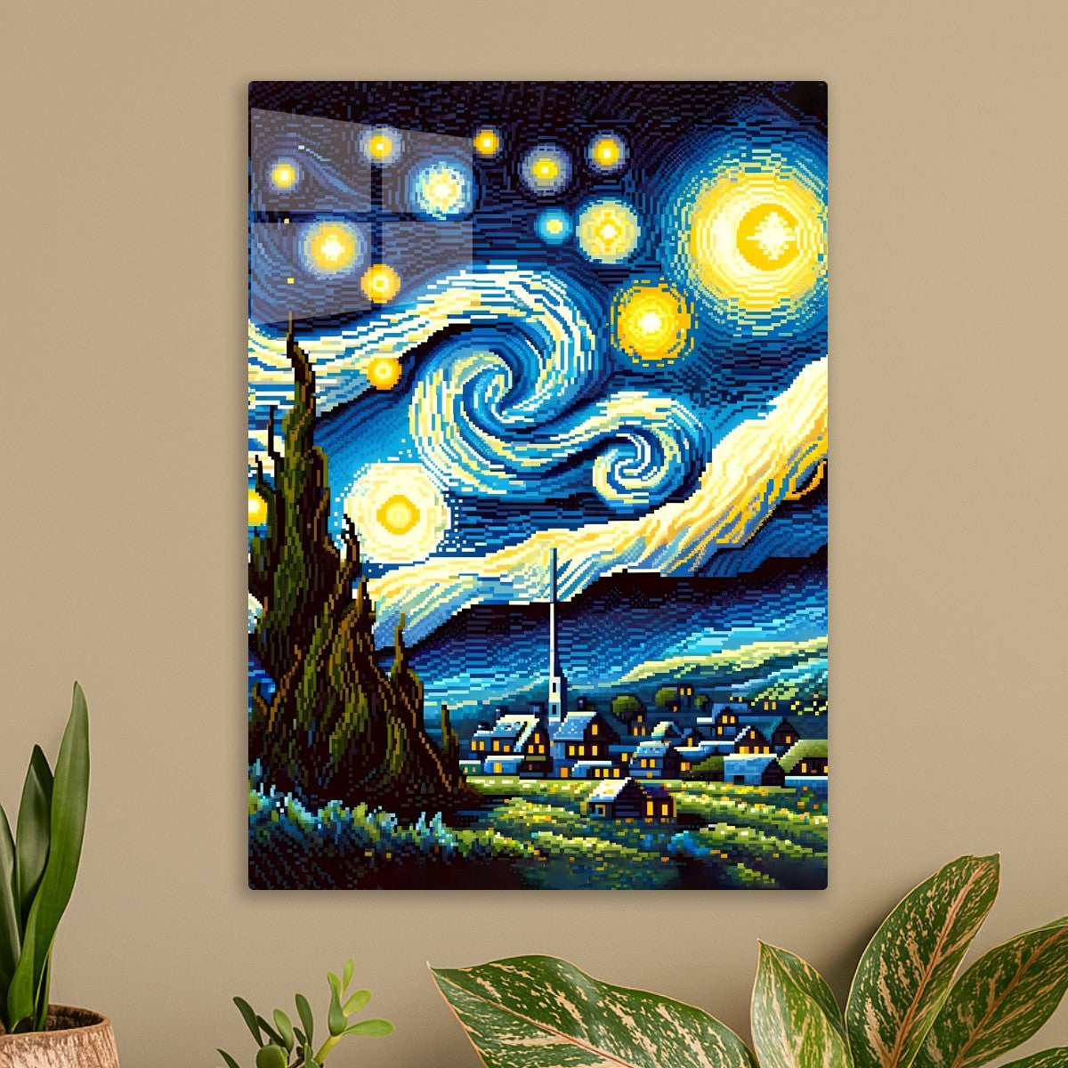 starry night 8bit pixel cute poster