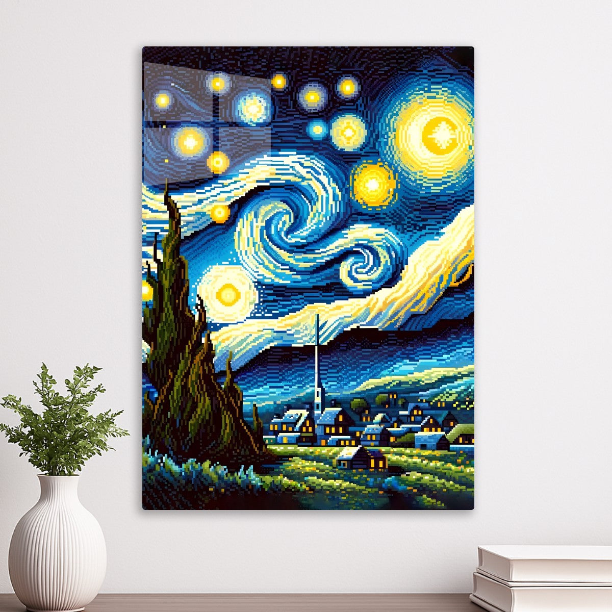 starry night 8bit pixel cute poster
