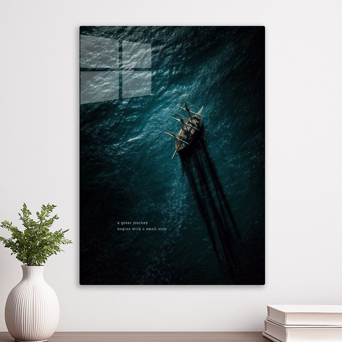 Ship sailing on ocean