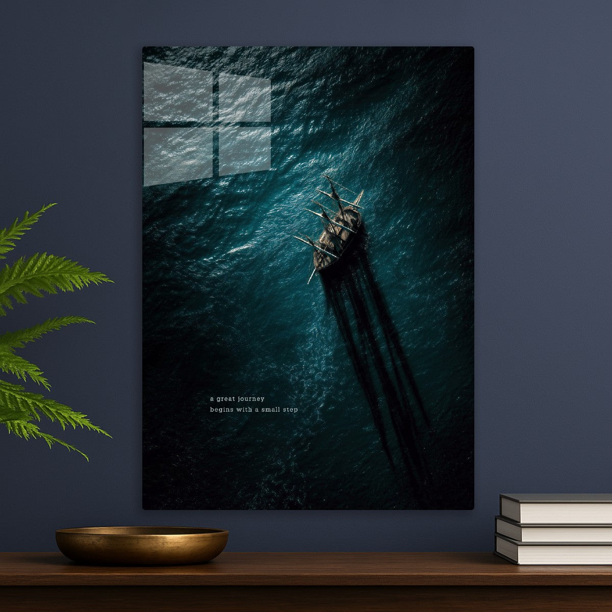 Ship sailing on ocean