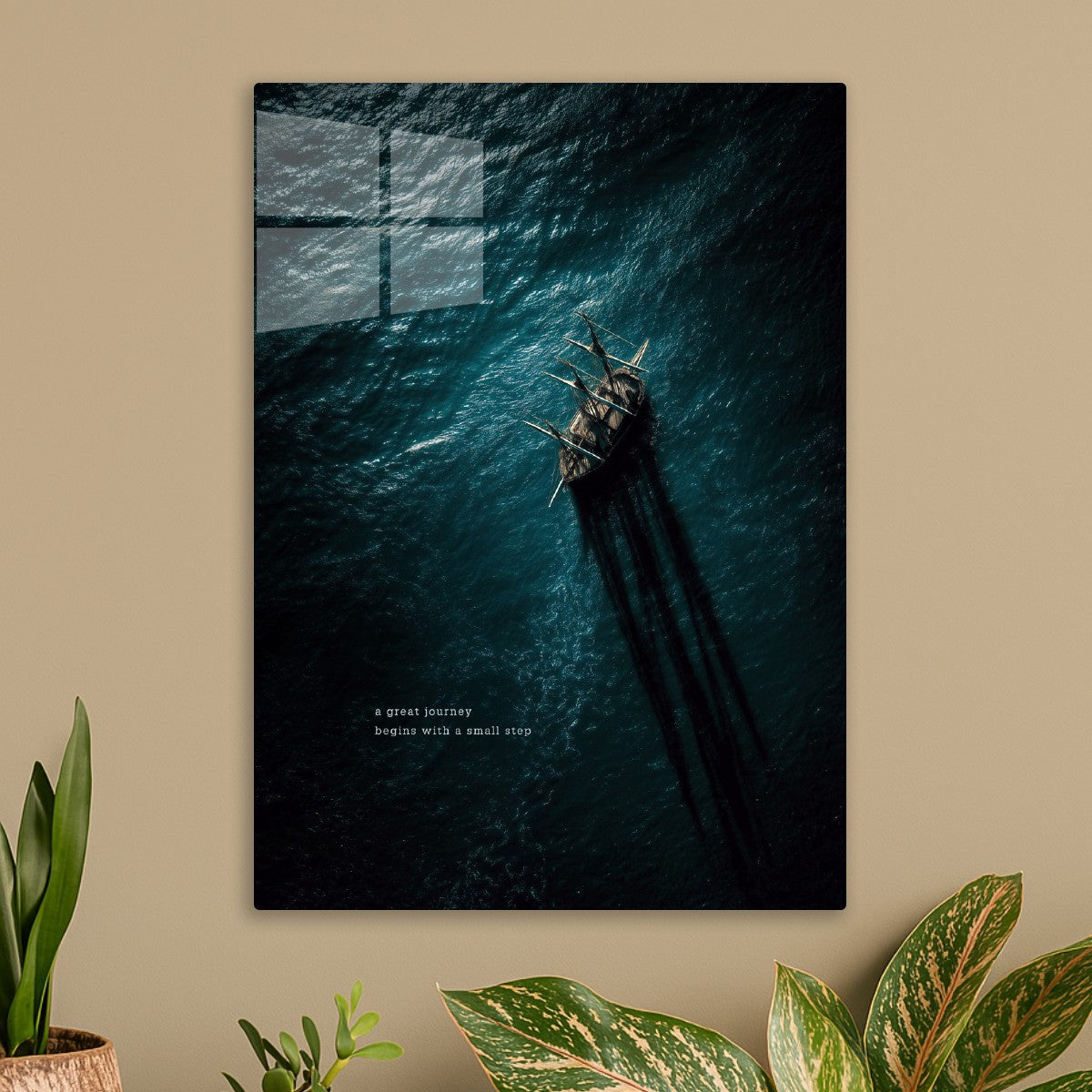 Ship sailing on ocean