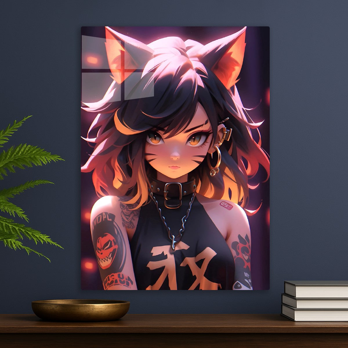 Kawaii black cat Anime Girl