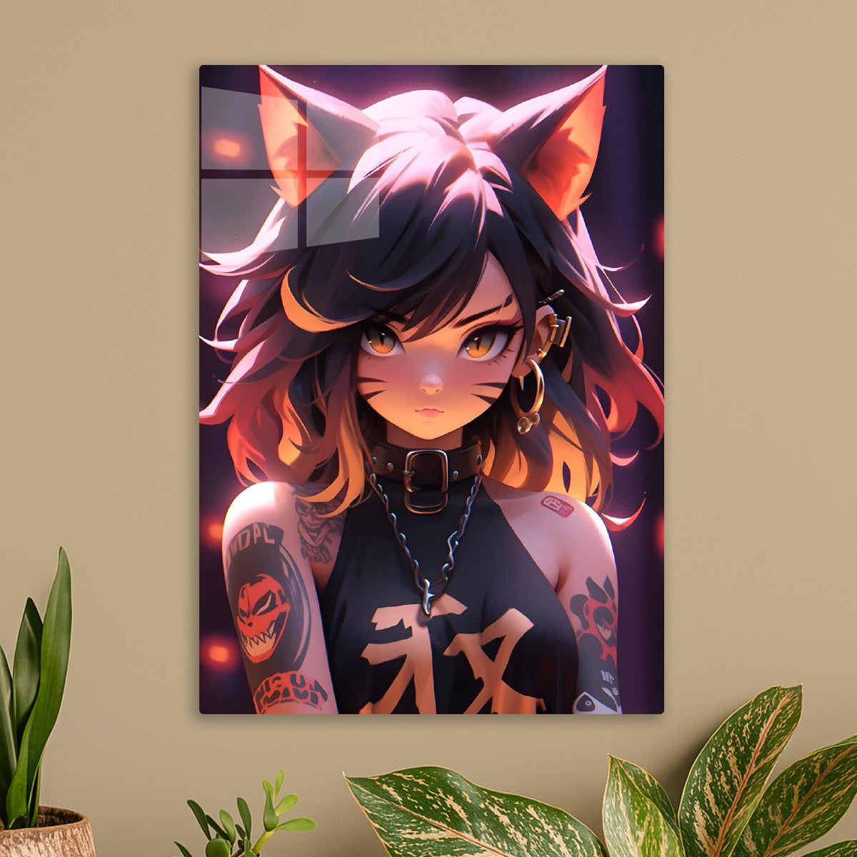 Kawaii black cat Anime Girl