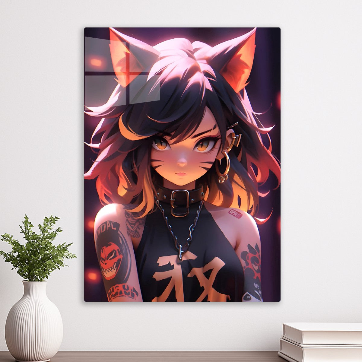Kawaii black cat Anime Girl