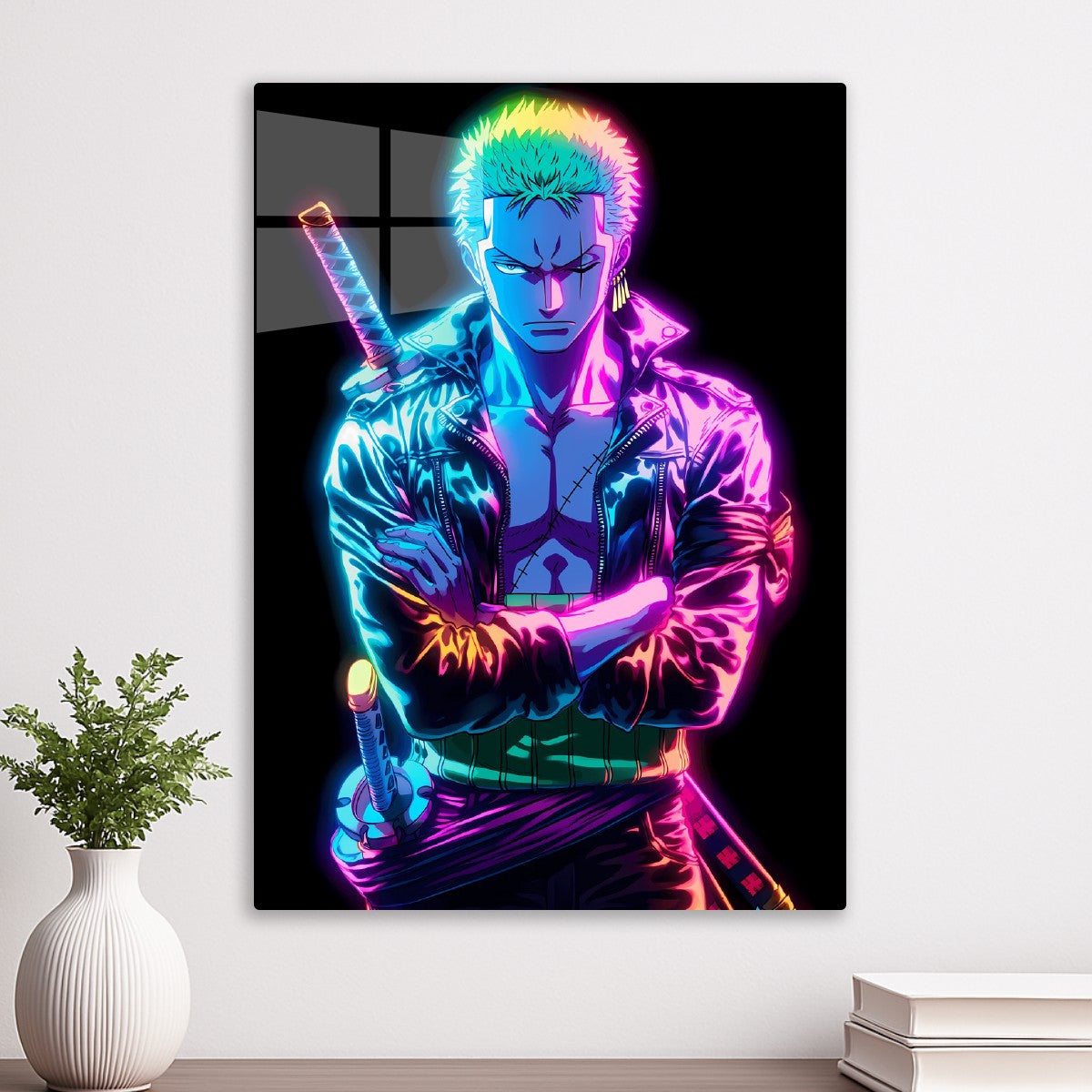 Roronoa zoro neon portrait, One Piece