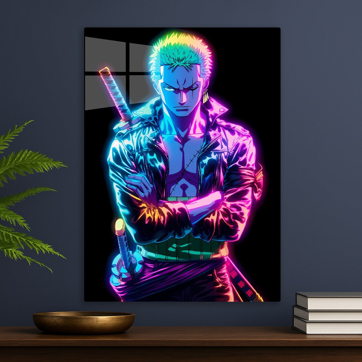 Roronoa zoro neon portrait, One Piece