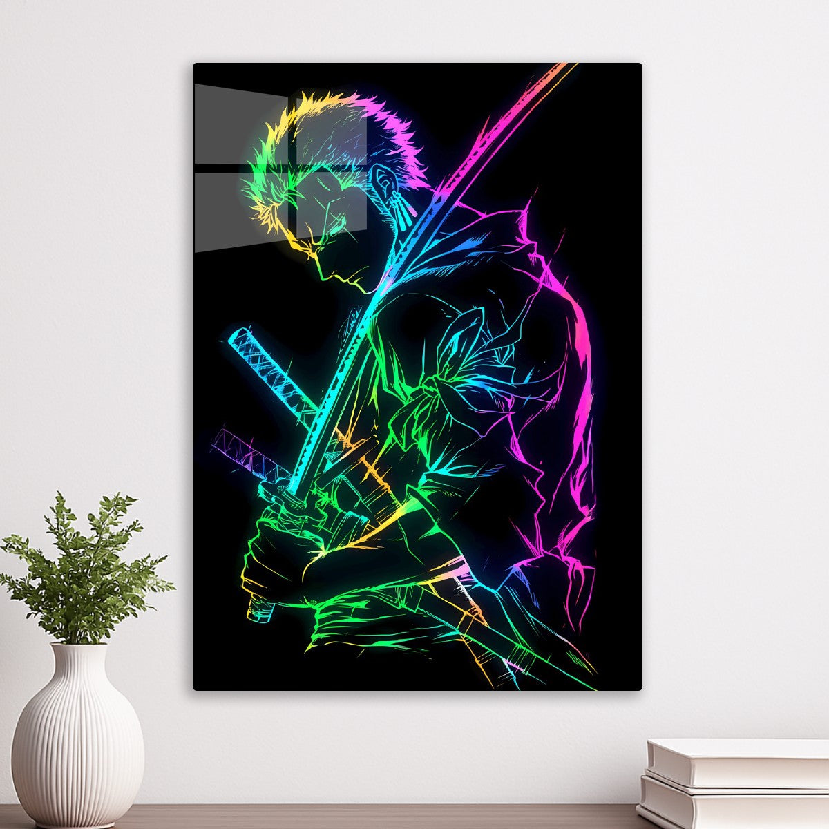 Roronoa Zoro neon illustration, One Piece