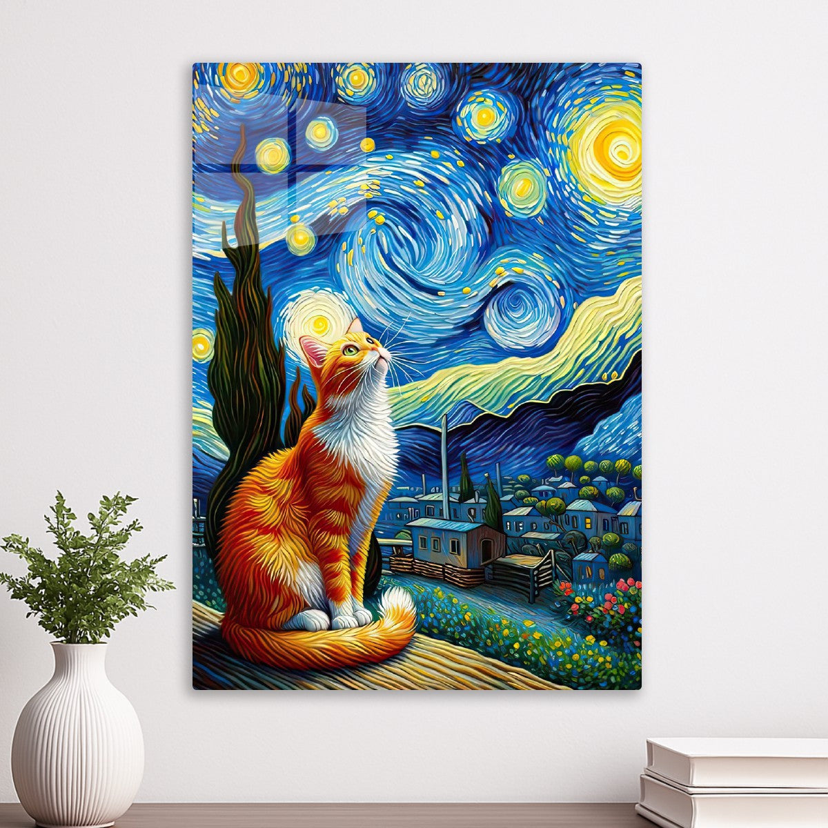 Starry Night Yellow Cat
