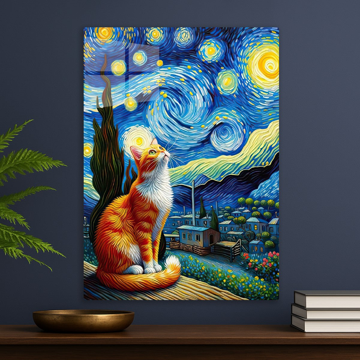 Starry Night Yellow Cat