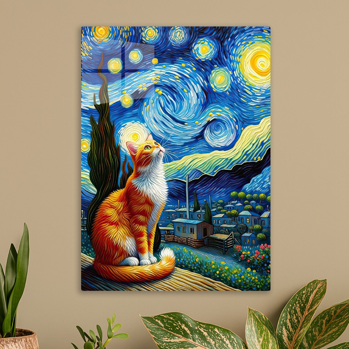 Starry Night Yellow Cat