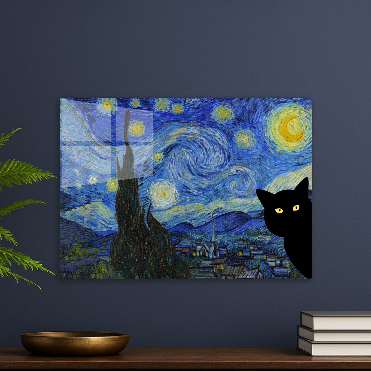 Starry Night Black Cat