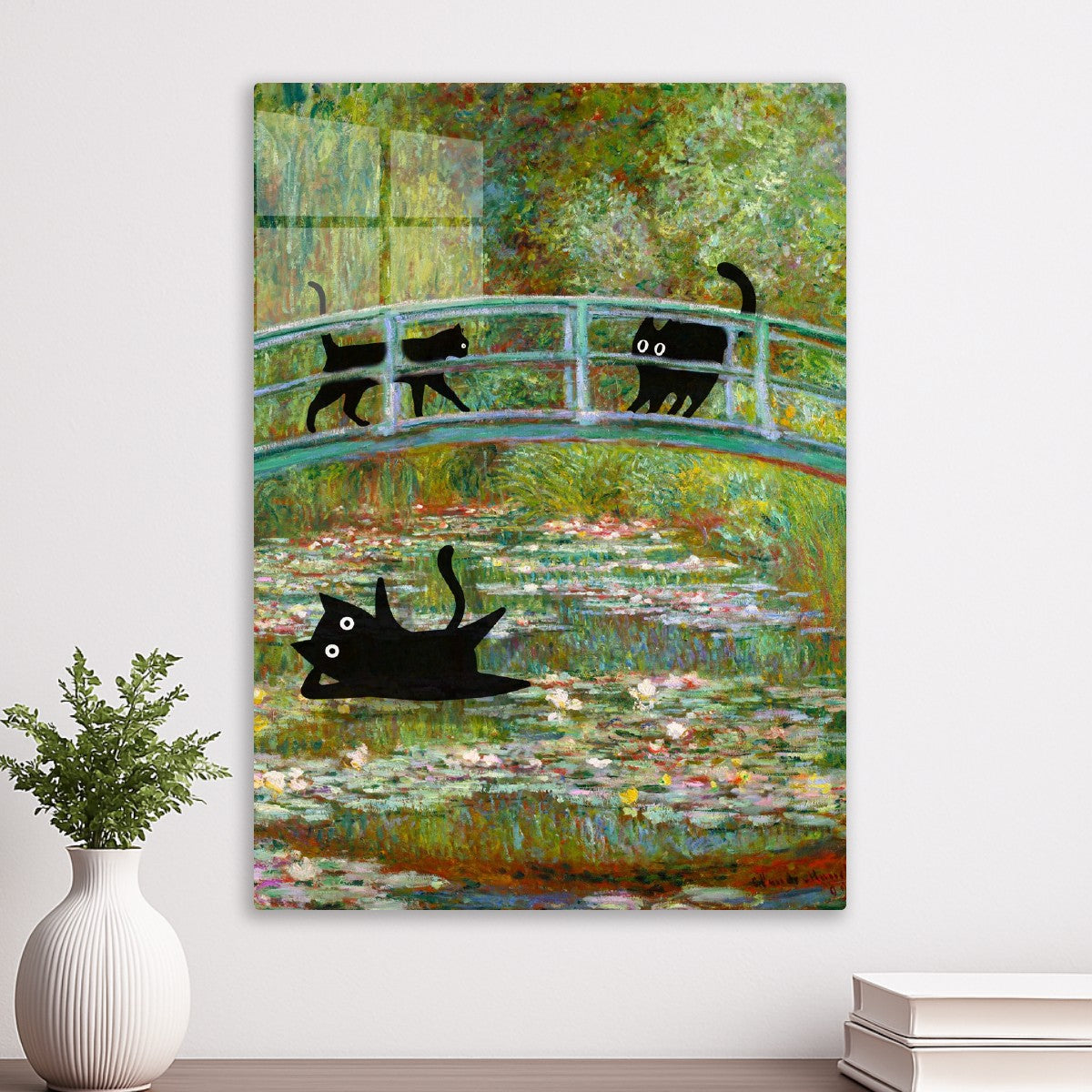 Japanese Footbridge black cat