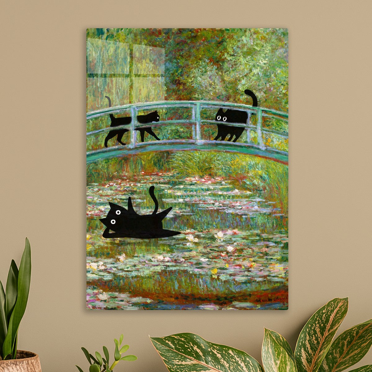 Japanese Footbridge black cat