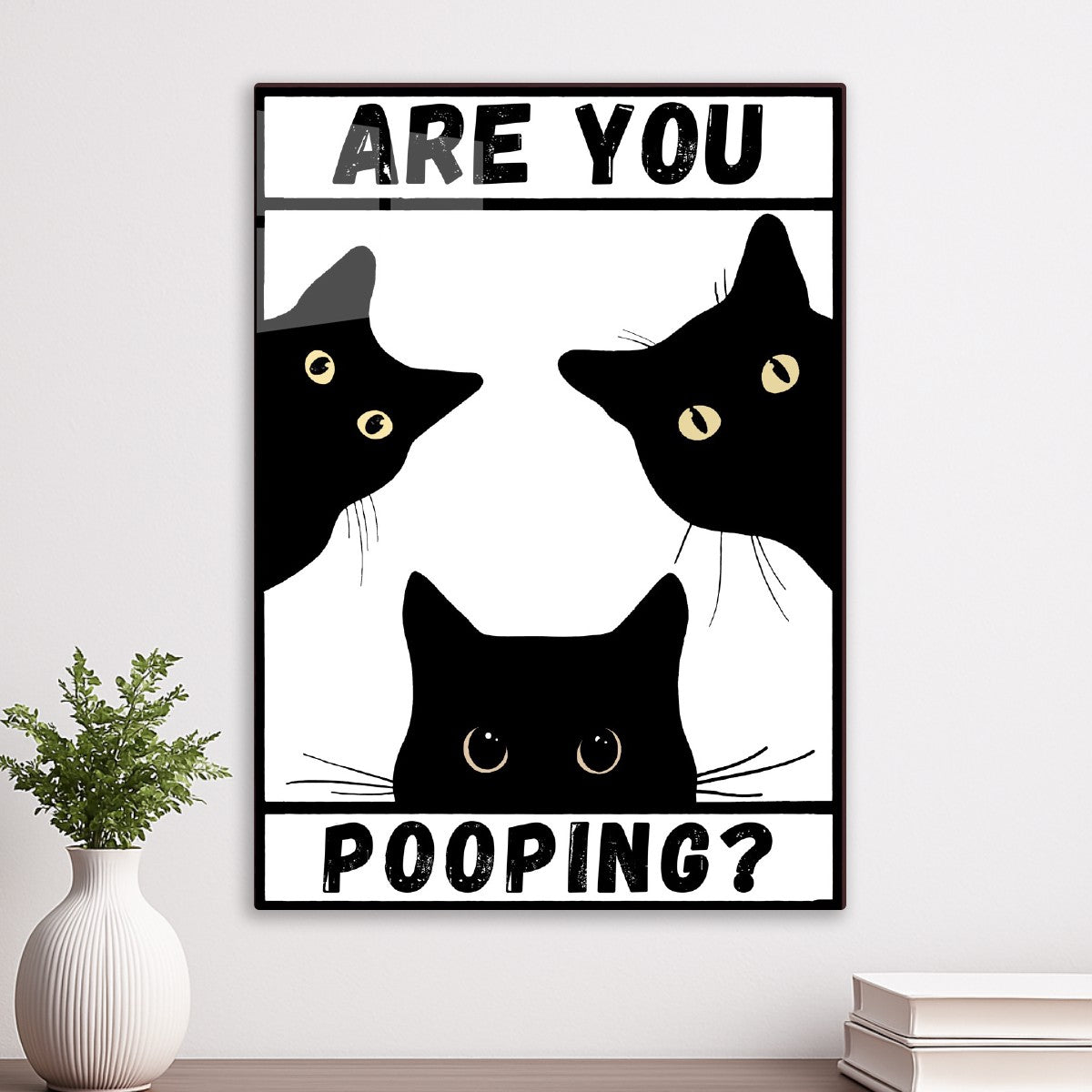 Black Cat Are You Pooping Black and White