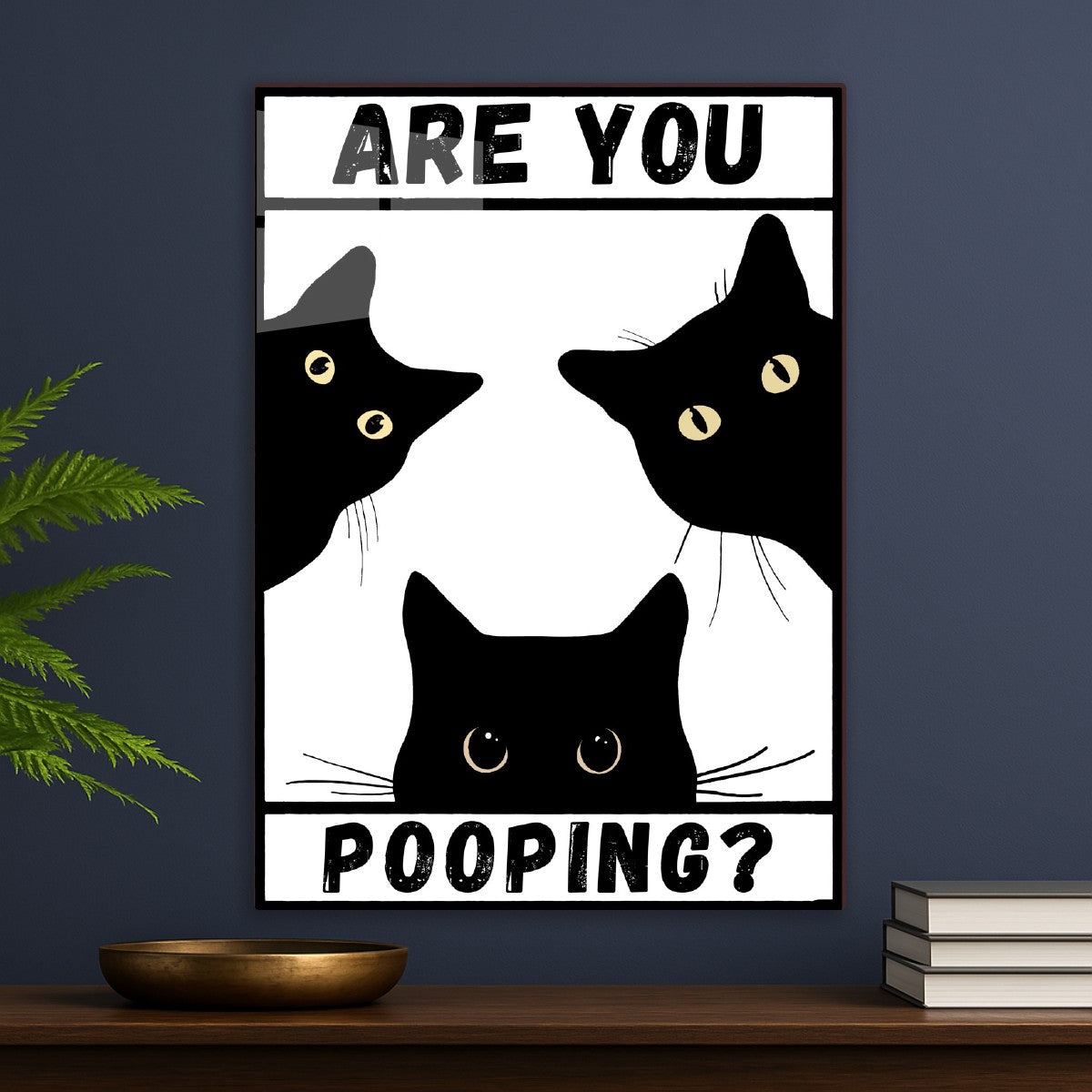 Black Cat Are You Pooping Black and White