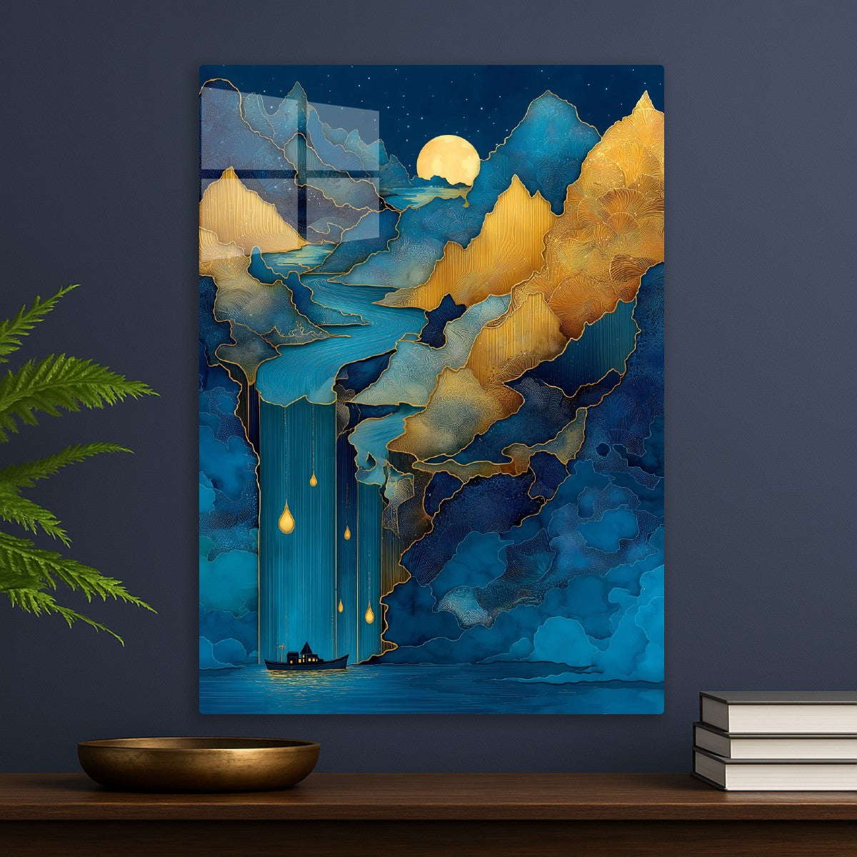 Golden Moonlit Cascade