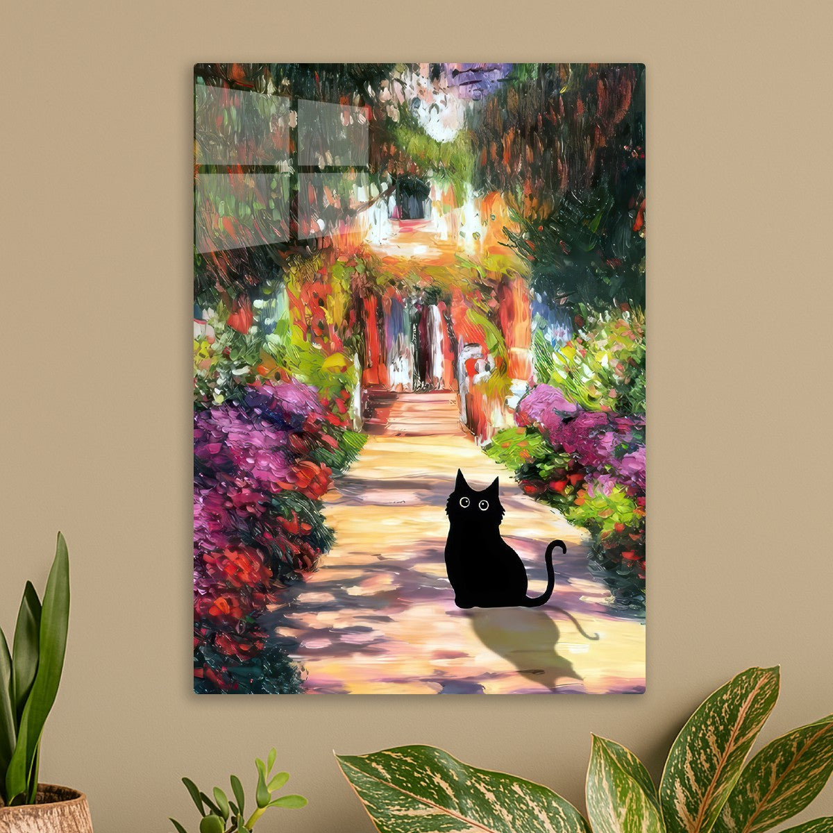 Cat Black Monet Garden