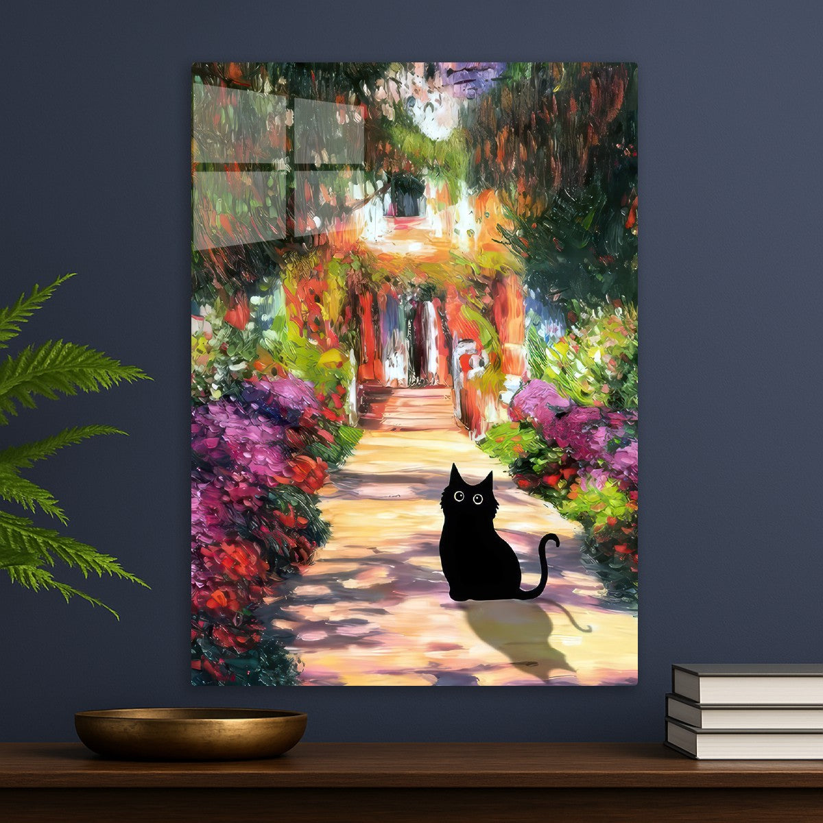 Cat Black Monet Garden