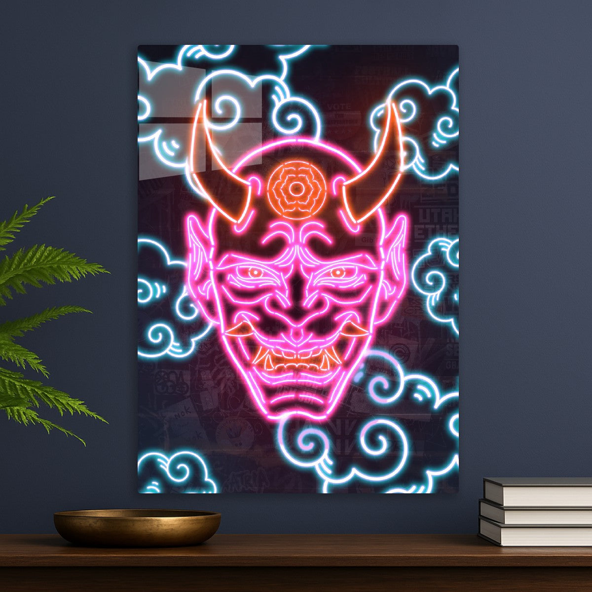 Neon Japanese Hannya Mask