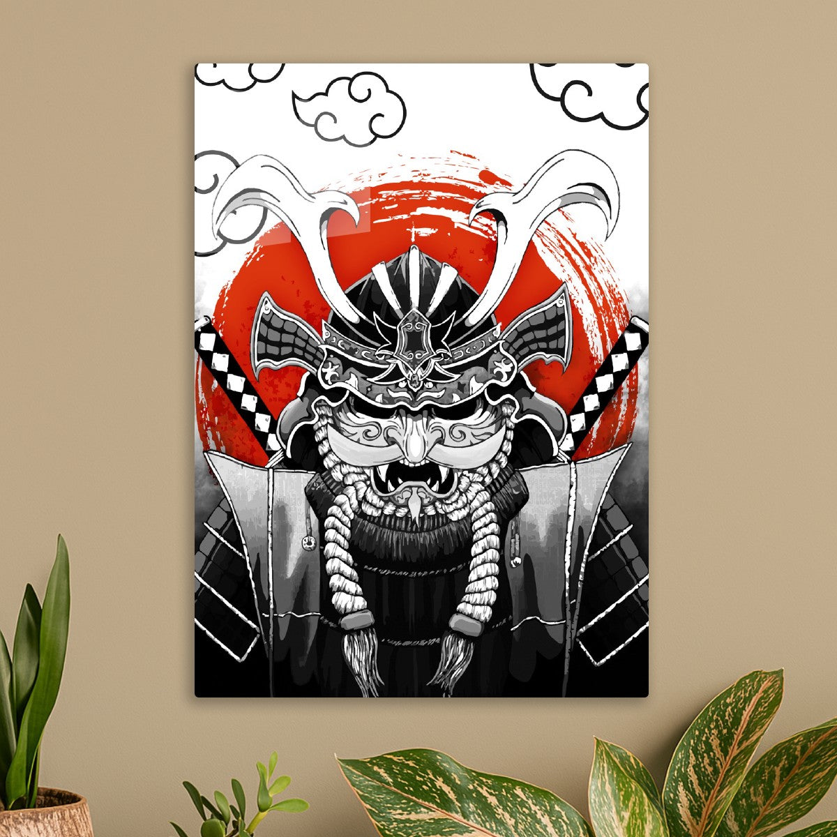 Samurai Warrior with Red Sun
