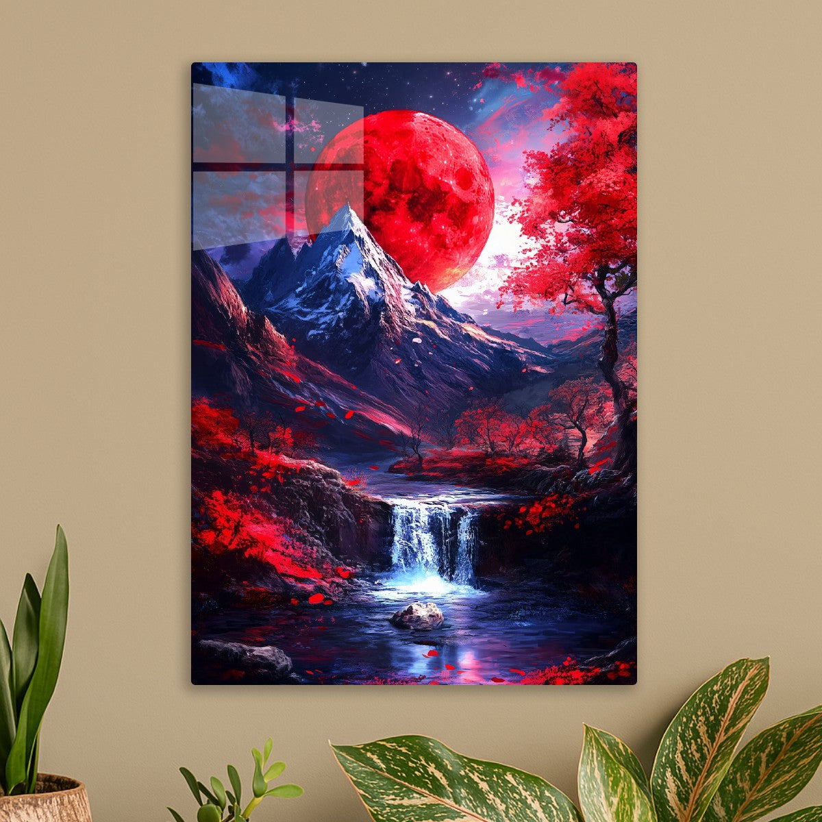 Crimson Moonlit Peaks