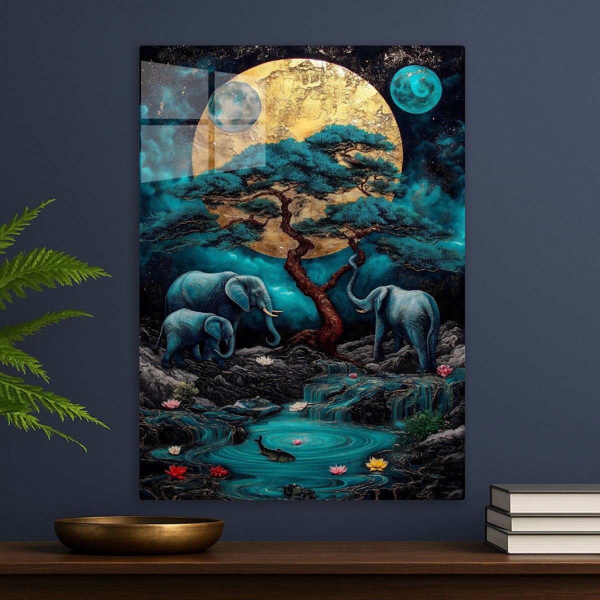 Moonlit Elephants' Oasis