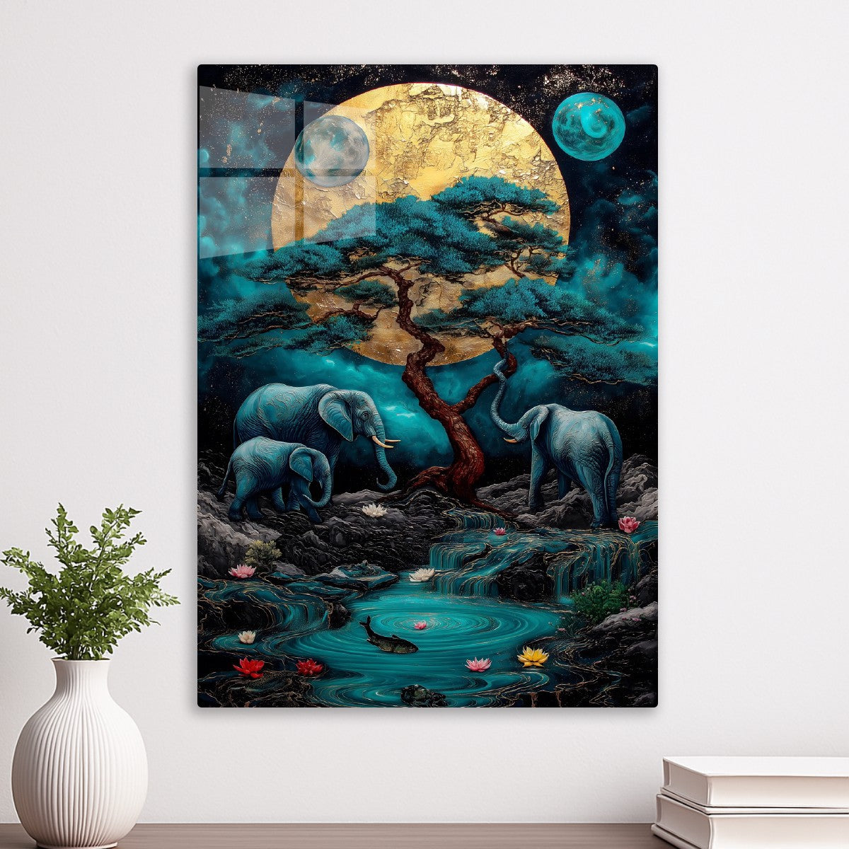 Moonlit Elephants' Oasis