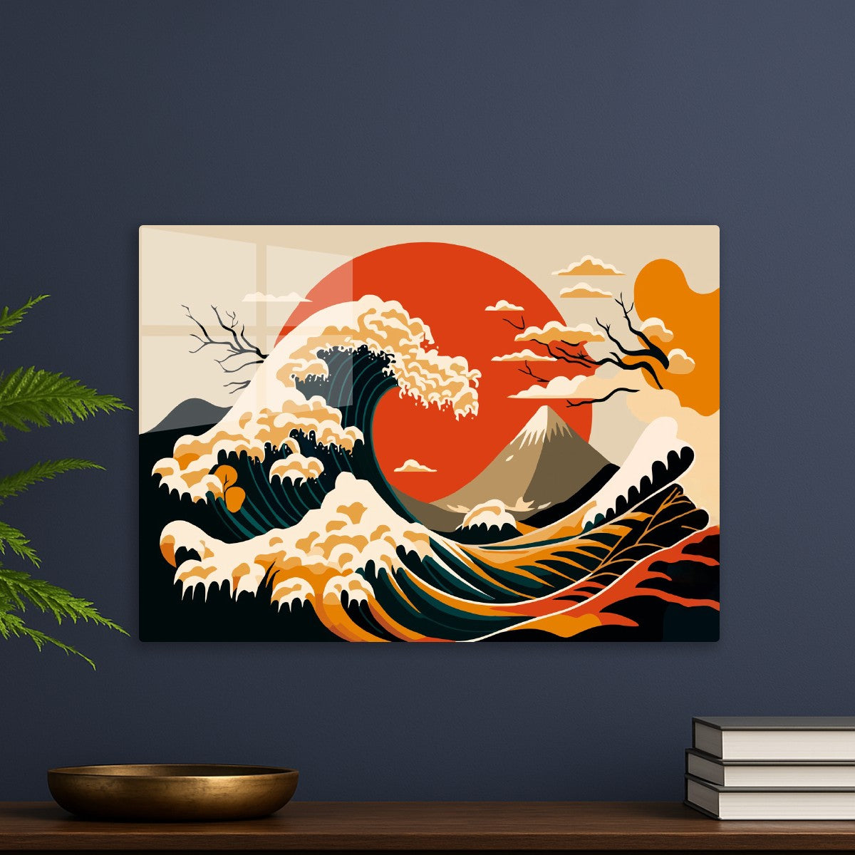 The great wave off Kanagawa and sunset