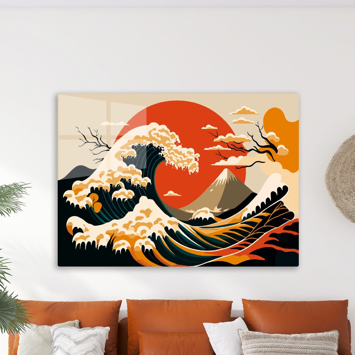 The great wave off Kanagawa and sunset