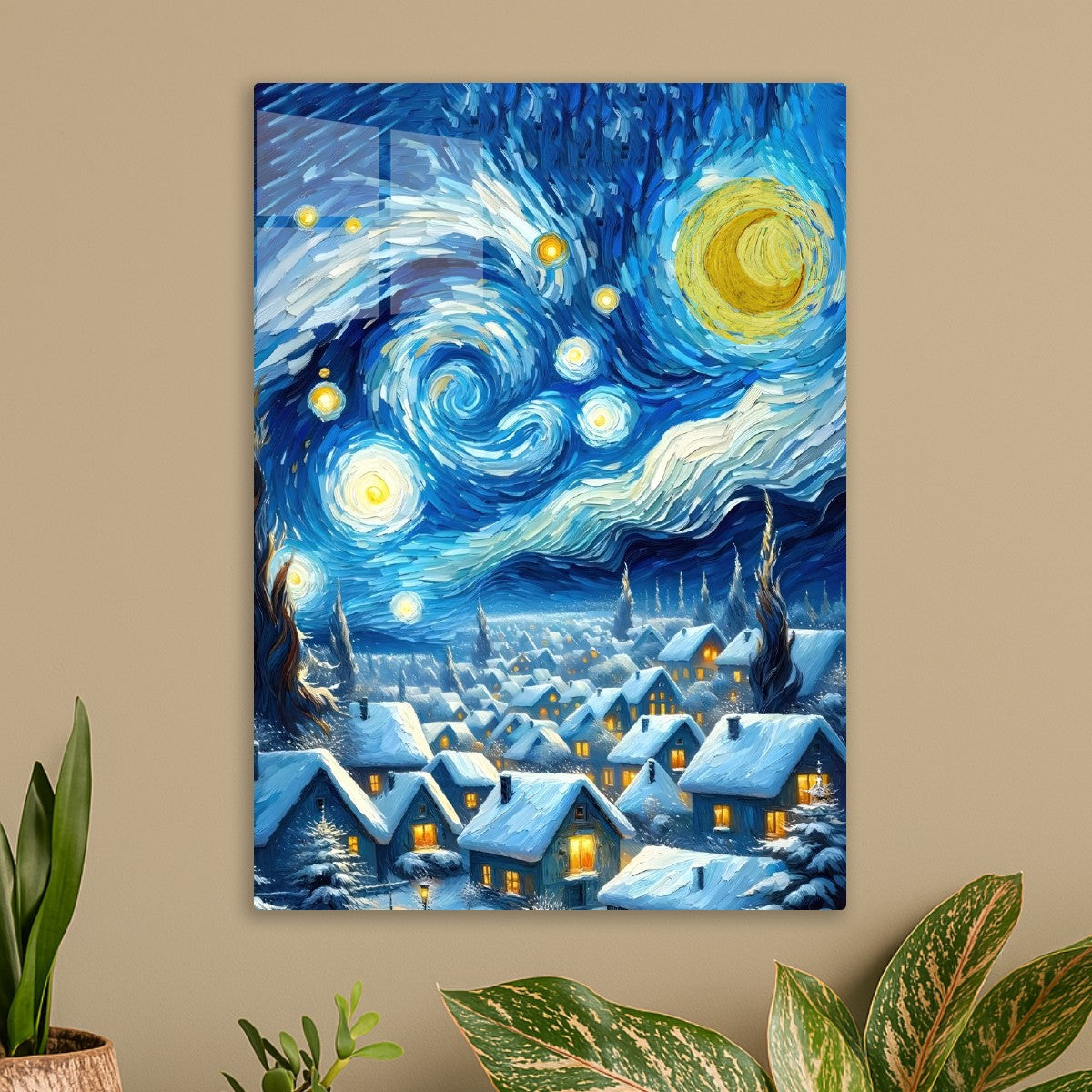 Starry night sky winter