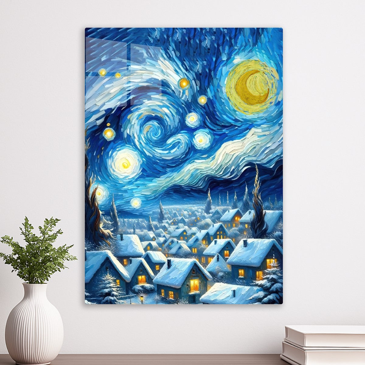 Starry night sky winter
