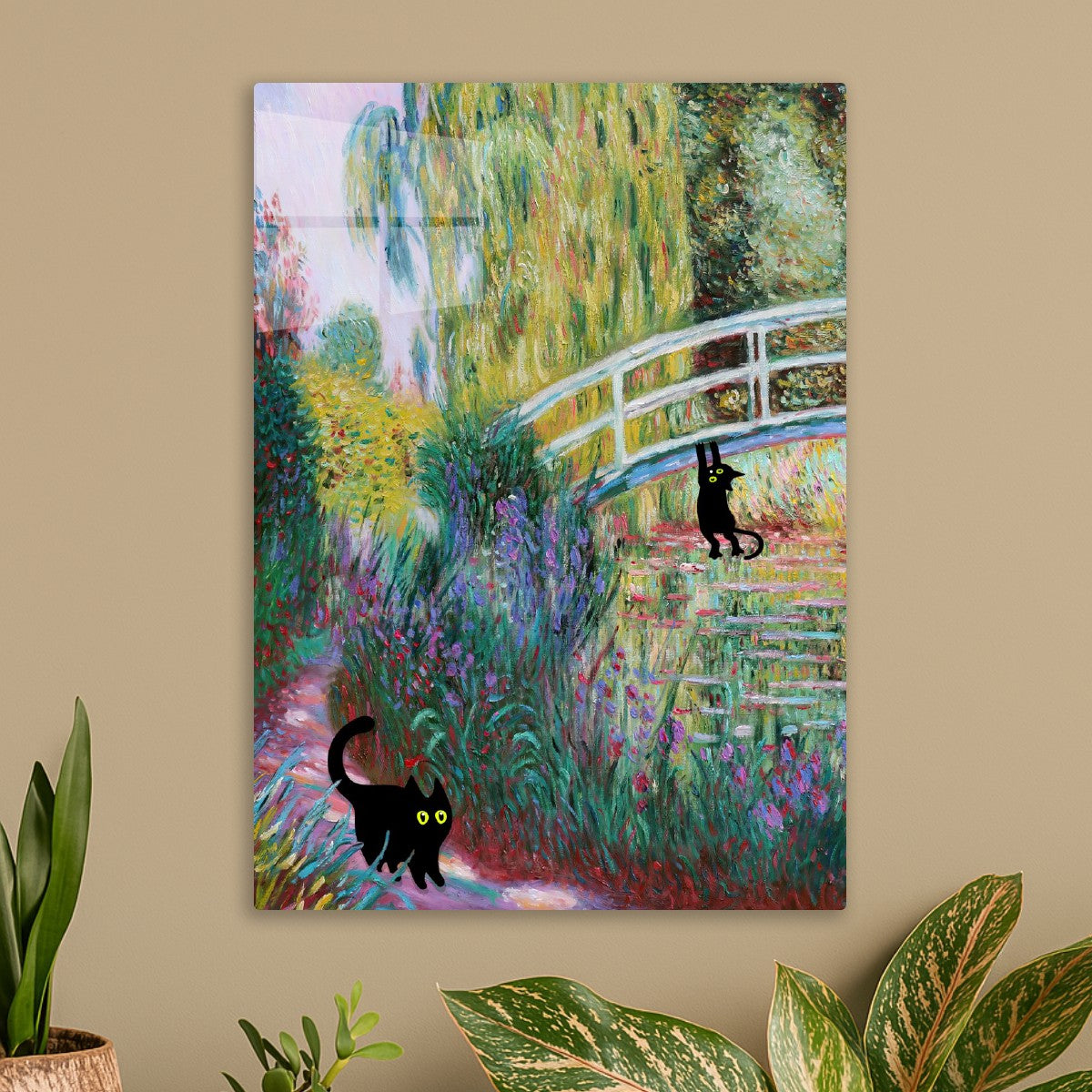 Monet painting of black cat