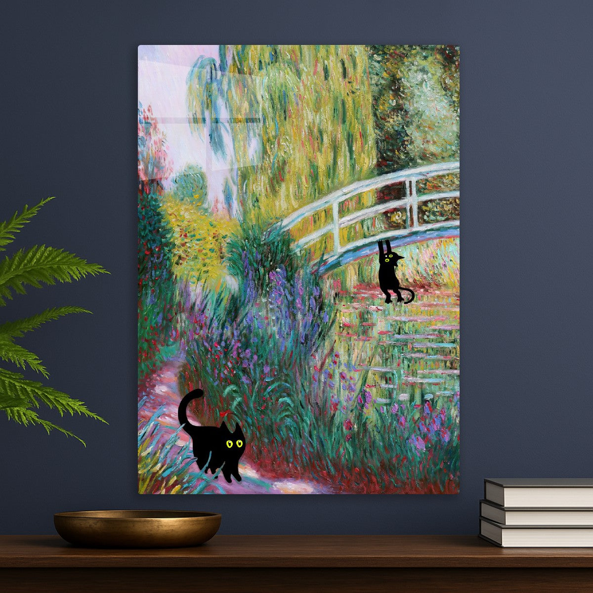 Monet painting of black cat