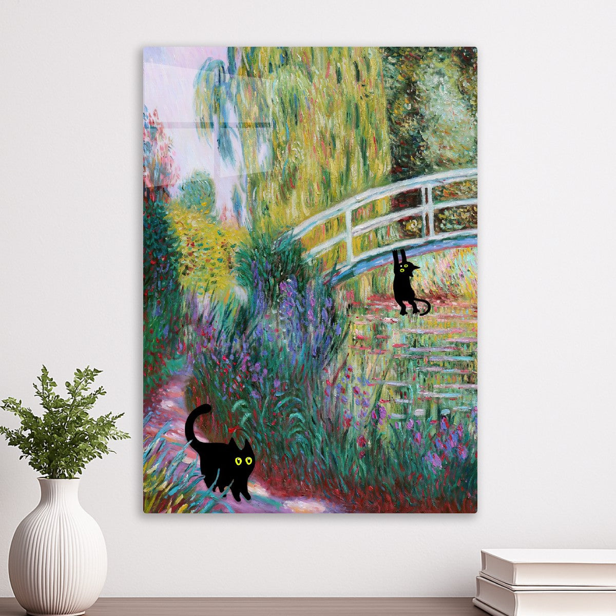 Monet painting of black cat