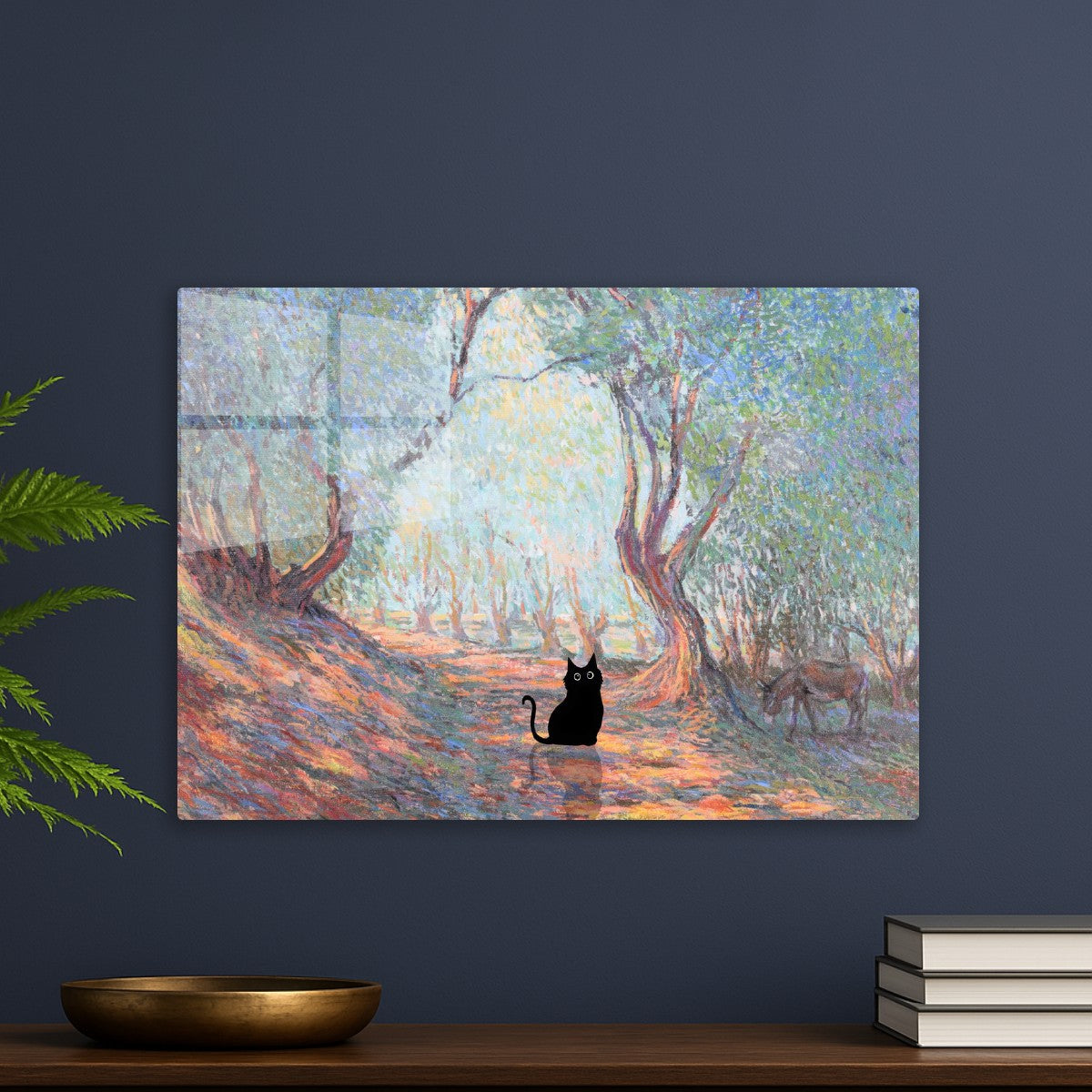 Black cat olive tree monet