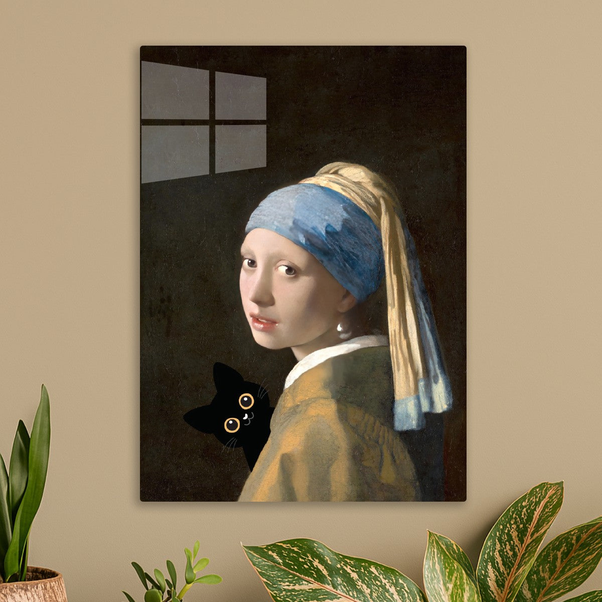 Vermeer Girl and black cat