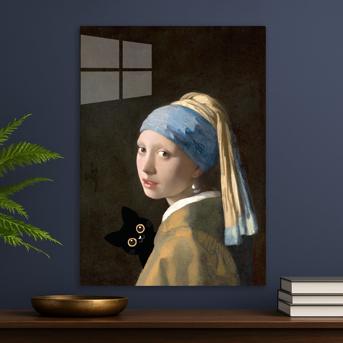 Vermeer Girl and black cat