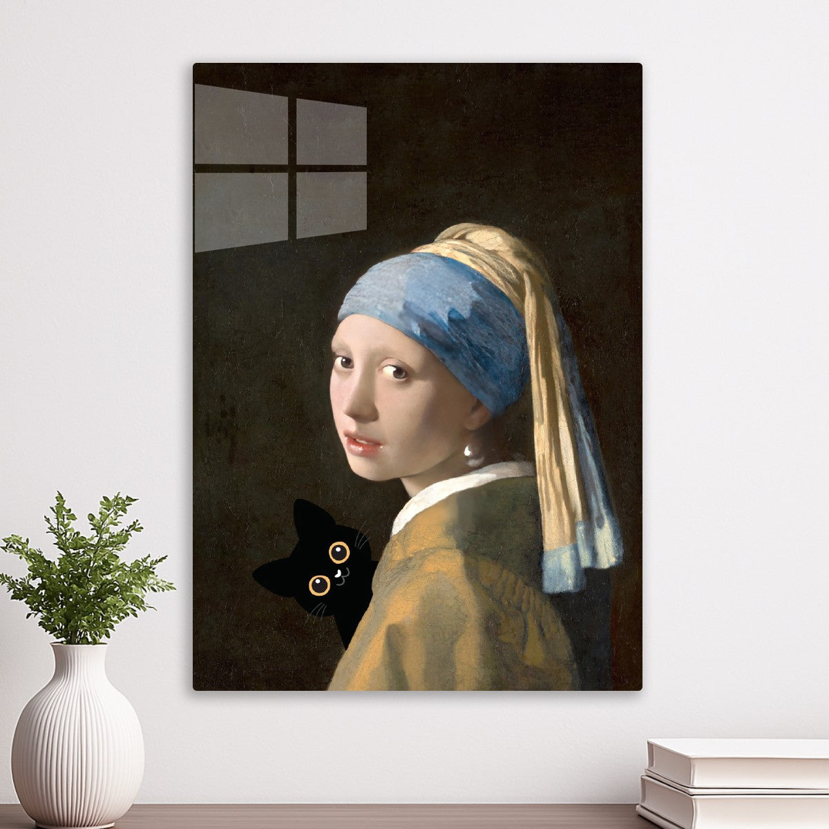 Vermeer Girl and black cat