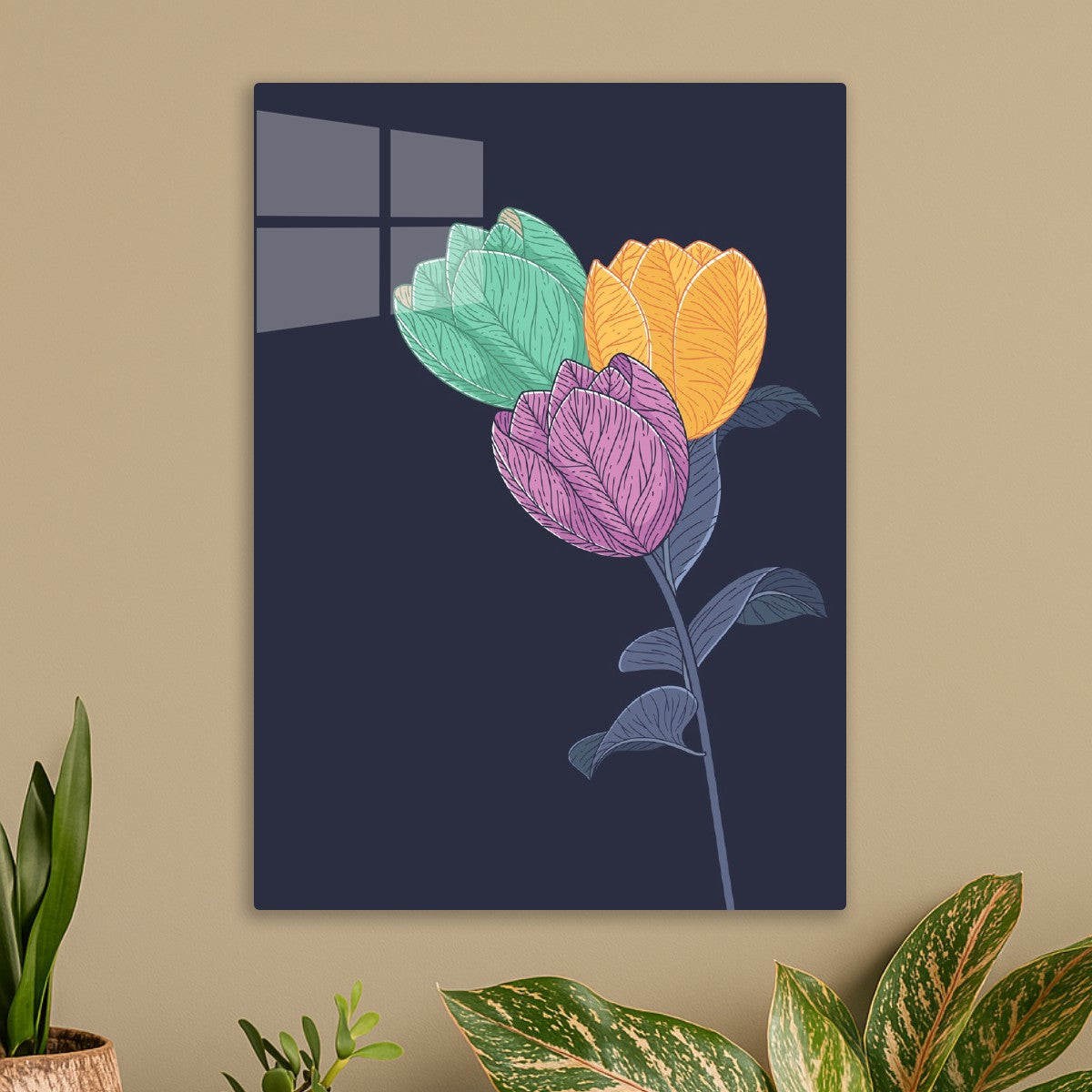 Three flowers minimalist illustration