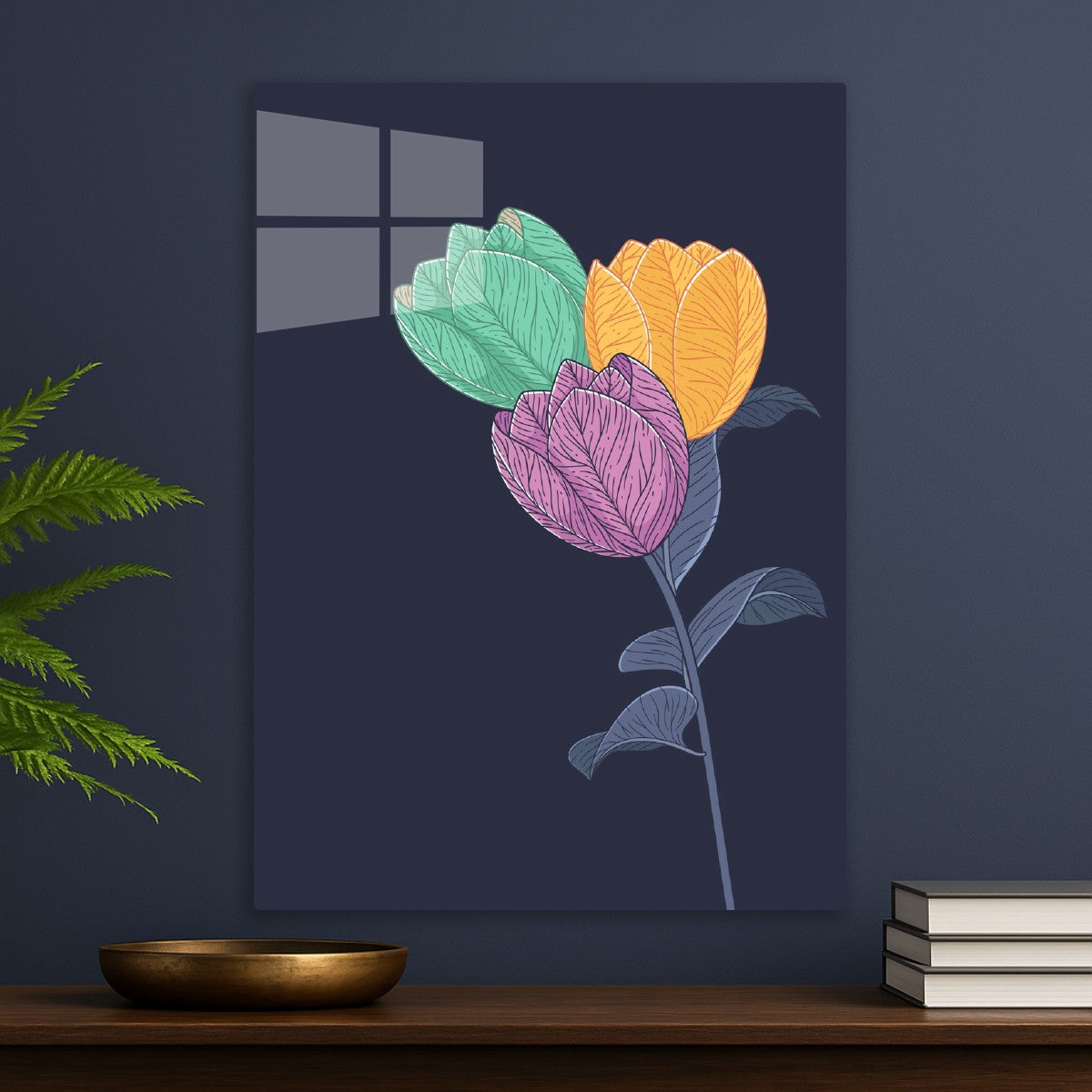 Three flowers minimalist illustration