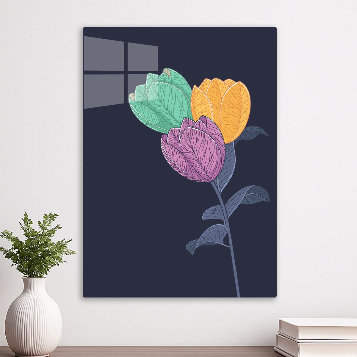 Three flowers minimalist illustration