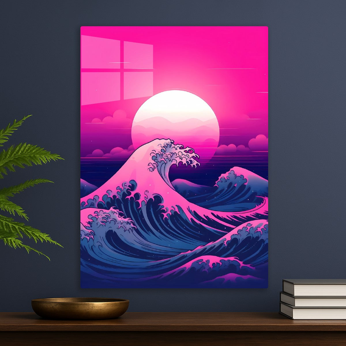The Great Wave Off Kanagawa in Neon Style